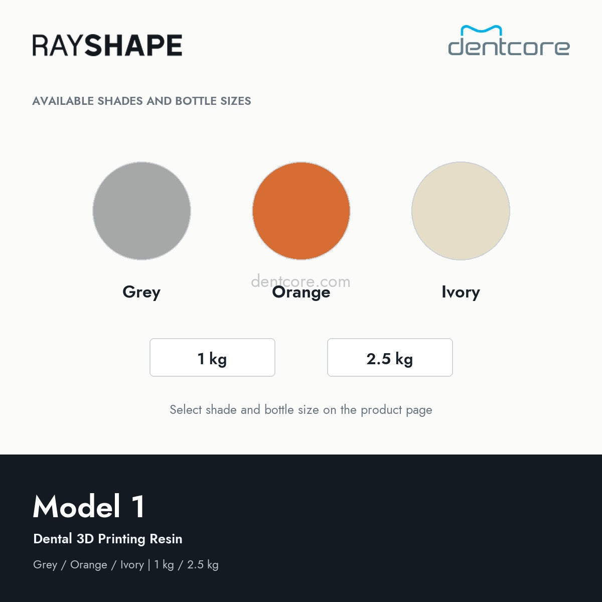 RAYSHAPE Model 1 - Dental 3D Printing Resin | Dentcore