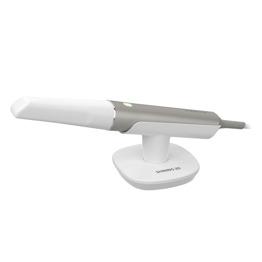Shining 3D Aoralscan Elite handheld intraoral scanner on cradle