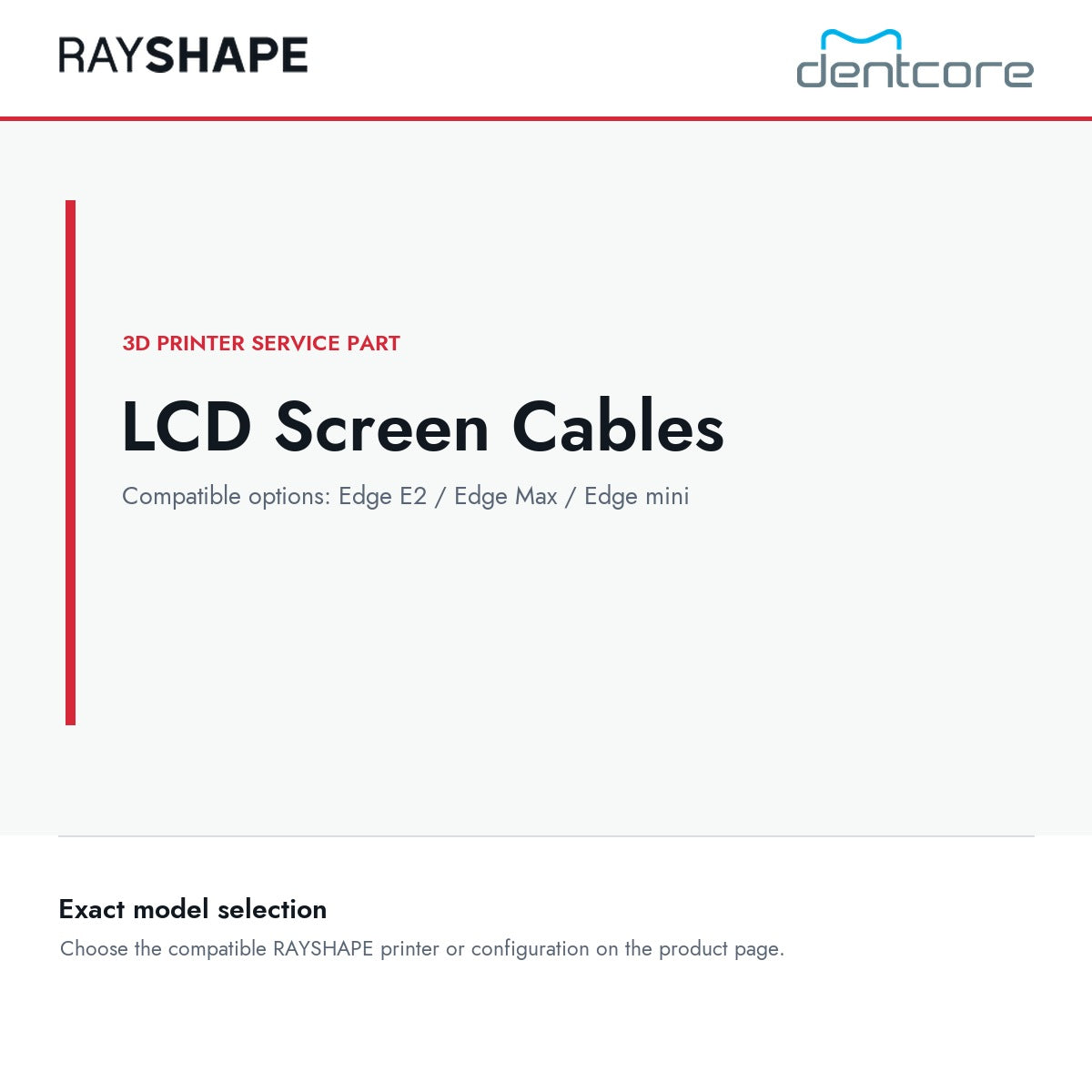 RAYSHAPE LCD Screen Cables - 3D Printer Service Part | Dentcore