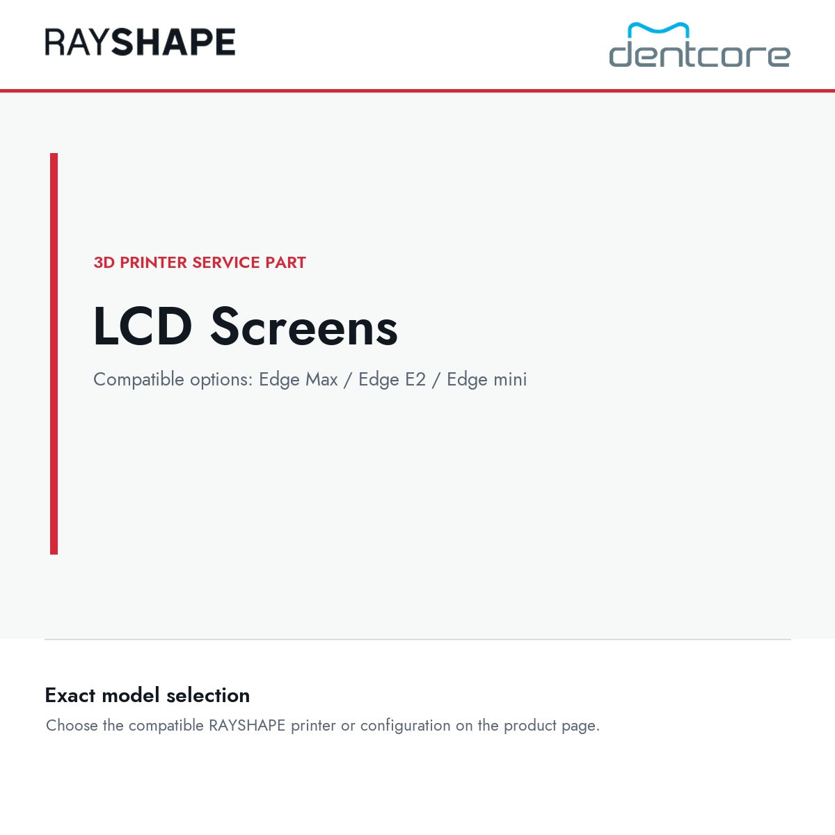RAYSHAPE LCD Screens - 3D Printer Service Part | Dentcore