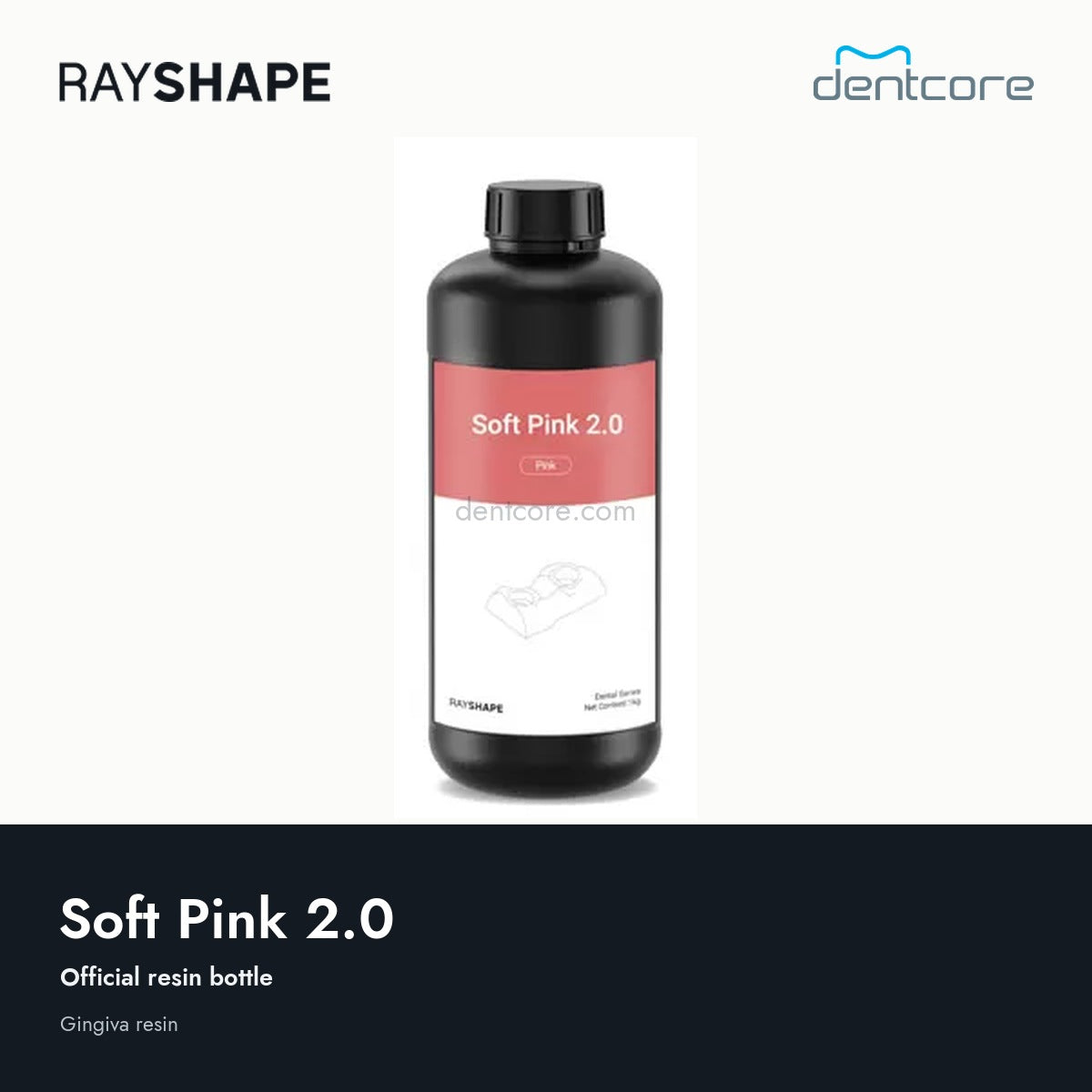 RAYSHAPE Soft Pink 2.0 official resin bottle | Dentcore [rayshape-resin-bottle-first-v1]