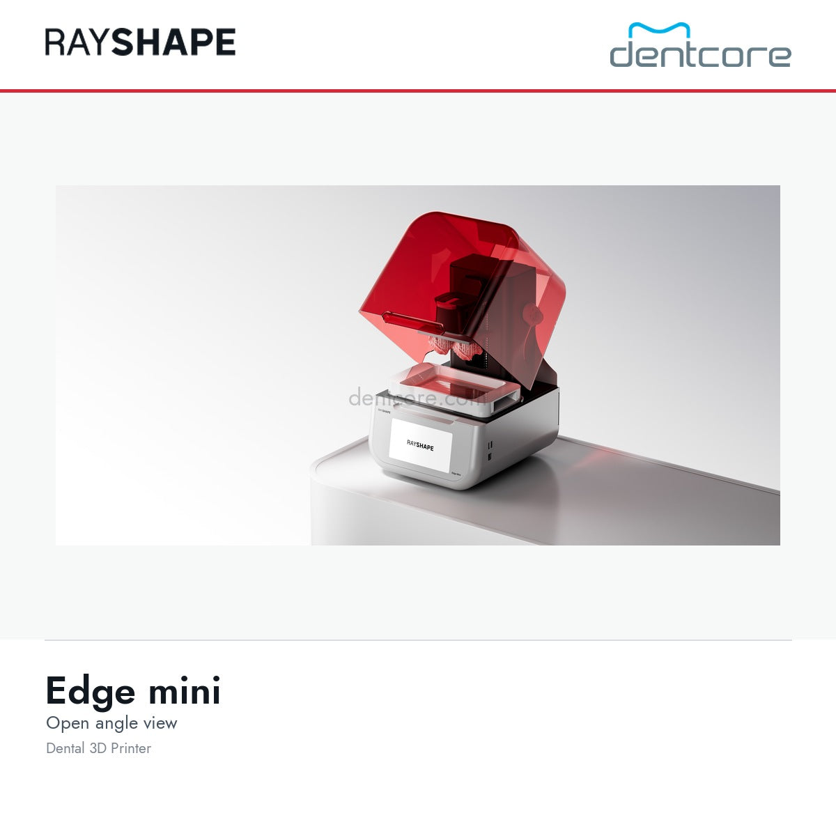 RAYSHAPE Edge mini dental 3D printer - open angle view | Dentcore
