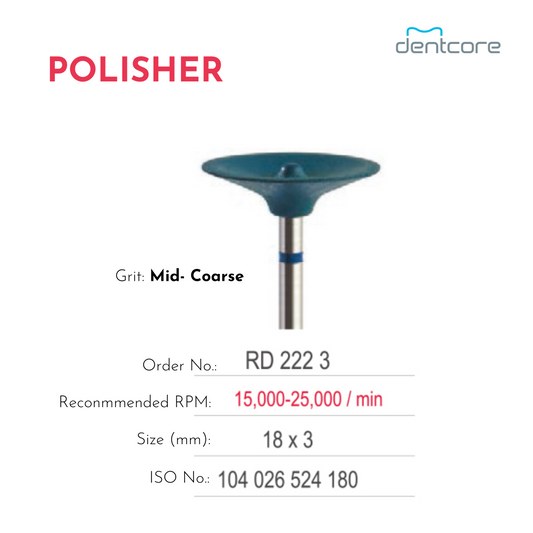 RD 222 3 - Rubber Diamond Polisher Special for Zirconia/Porcelain - Dentcore