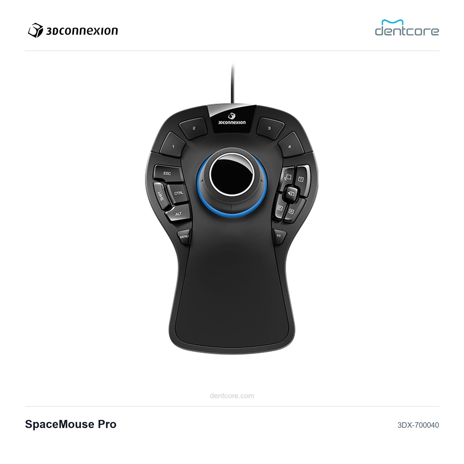 3Dconnexion SpaceMouse Pro | 3Dconnexion and Dentcore branded cover