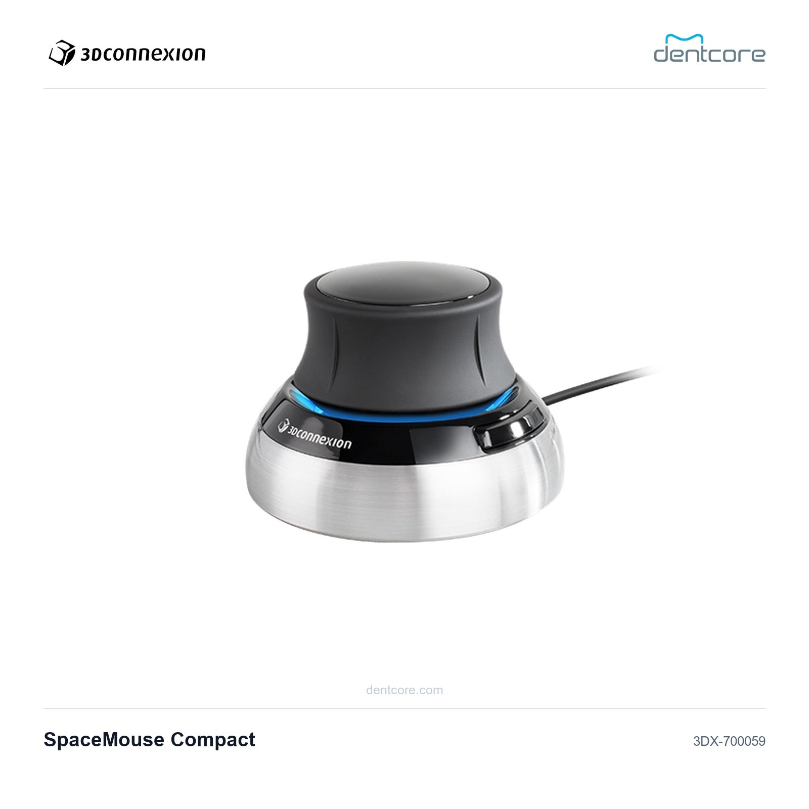 3Dconnexion SpaceMouse Compact | 3Dconnexion and Dentcore branded cover
