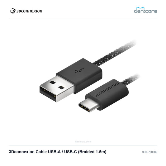 3Dconnexion 3Dconnexion Cable USB-A / USB-C (Braided 1.5m) | 3Dconnexion and Dentcore branded cover