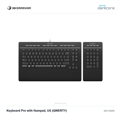 3Dconnexion Keyboard Pro with Numpad, US (QWERTY) | 3Dconnexion and Dentcore branded cover