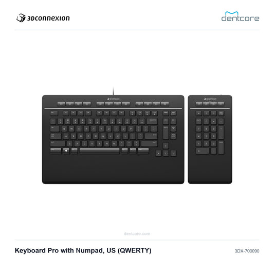 3Dconnexion Keyboard Pro with Numpad, US (QWERTY) | 3Dconnexion and Dentcore branded cover