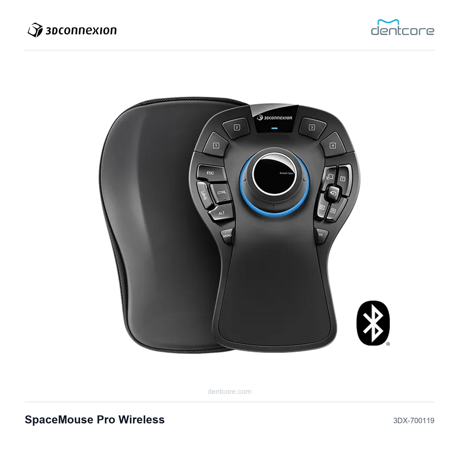3Dconnexion SpaceMouse Pro Wireless | 3Dconnexion and Dentcore branded cover