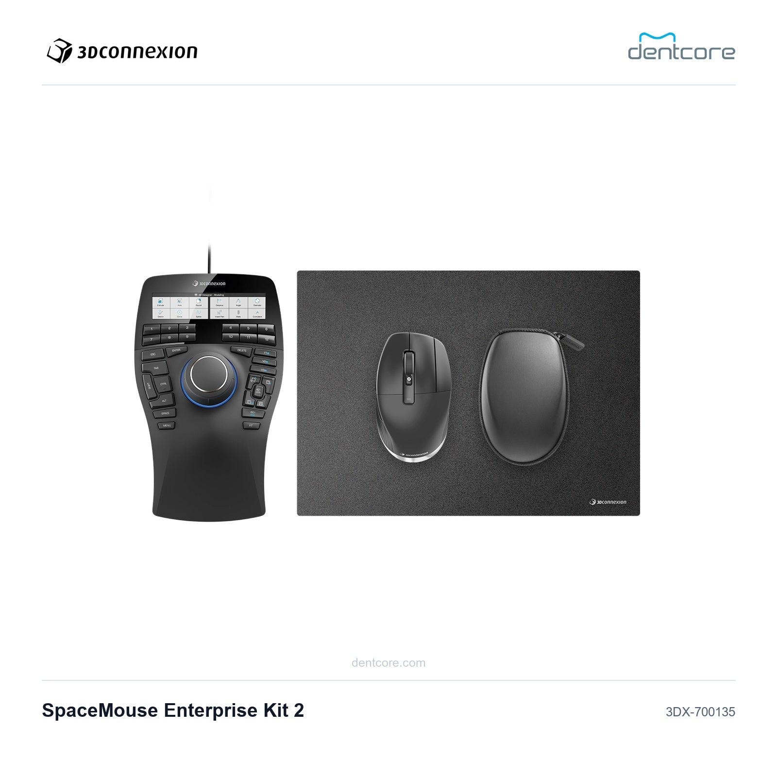 3Dconnexion SpaceMouse Enterprise Kit 2 | 3Dconnexion and Dentcore branded cover