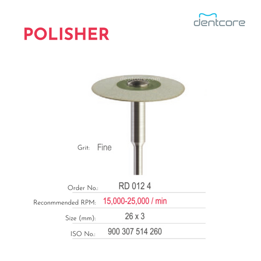 RD 012 4 - Rubber Diamond Polisher Special for Zirconia/Porcelain - Dentcore