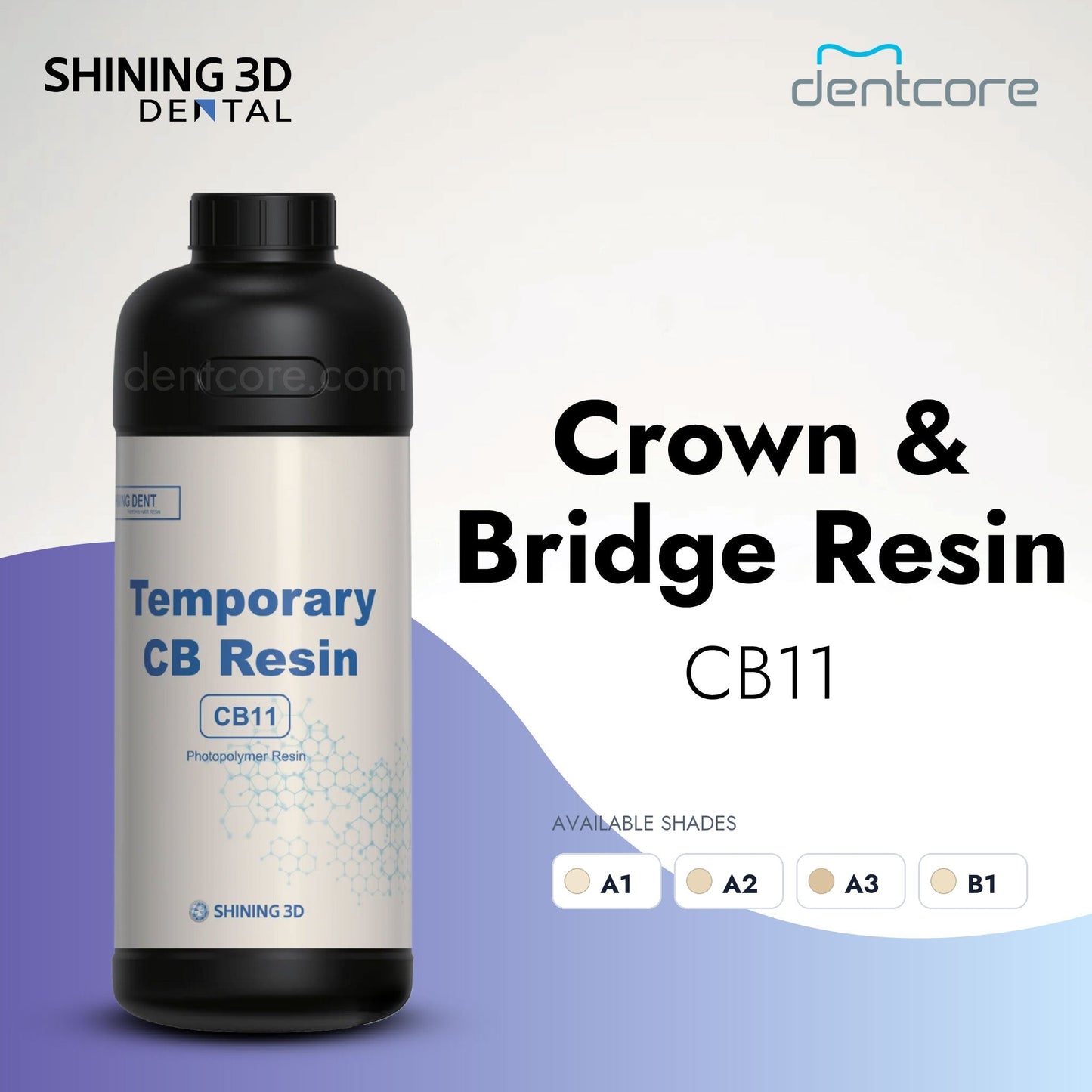 Shining 3D CB11 Crown and Bridge Resin in A1, A2, A3, and B1 shades