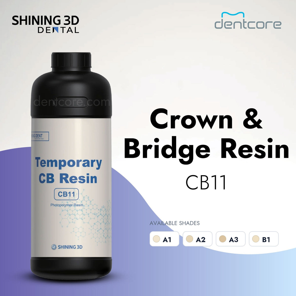 Shining 3D CB11 Crown and Bridge Resin in A1, A2, A3, and B1 shades