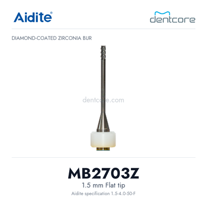 Aidite zirconia bur model cover: MB2703Z, 1.5 mm Flat for Aidite zirconia milling