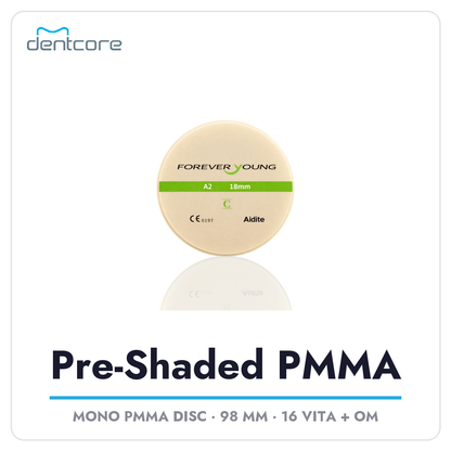 Aidite Pre-Shaded PMMA Disc 98mm - Dentcore cover