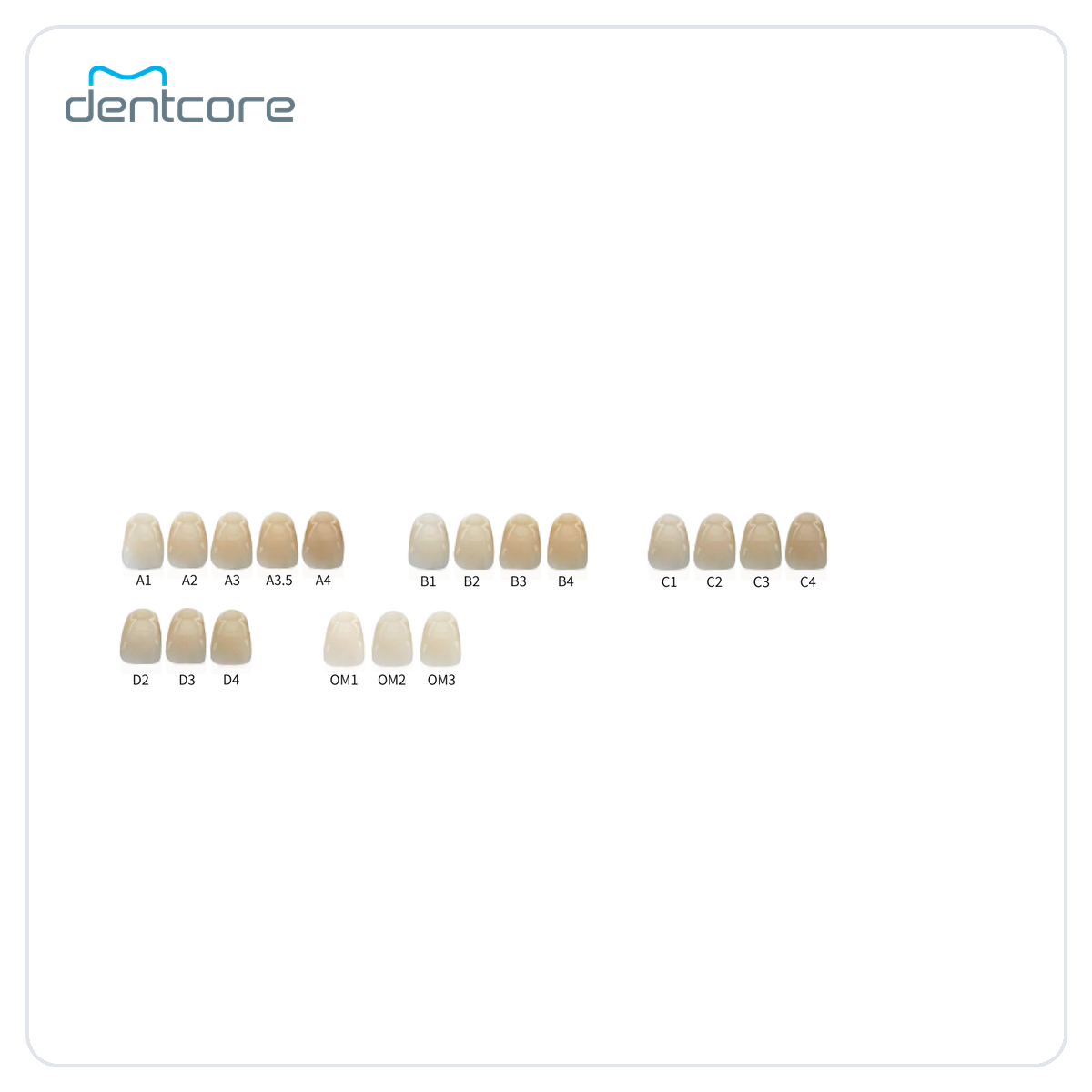 Aidite 3D Pro Zir Ultra Zirconia Disc - official shade chart