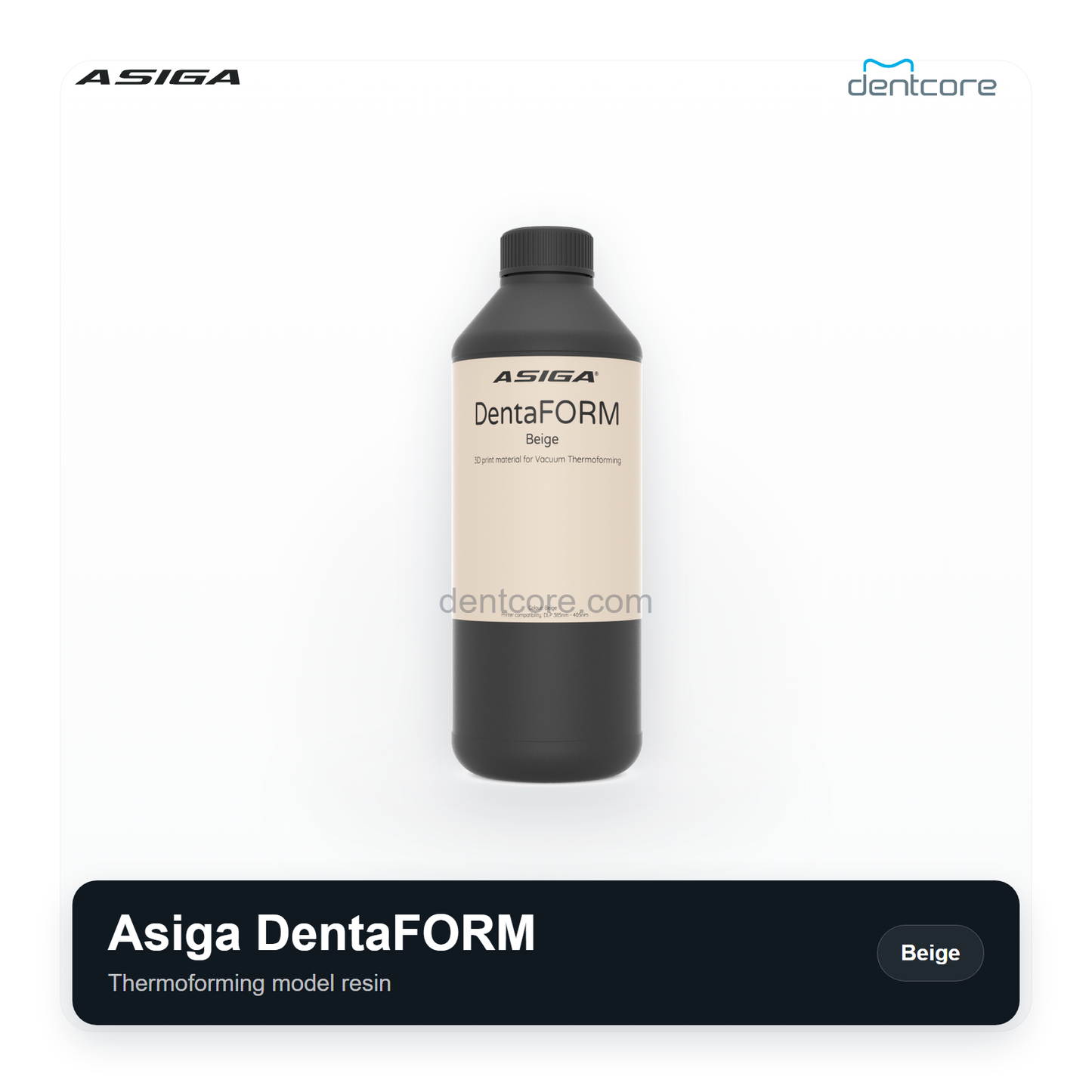 Asiga DentaFORM Beige resin - Dentcore
