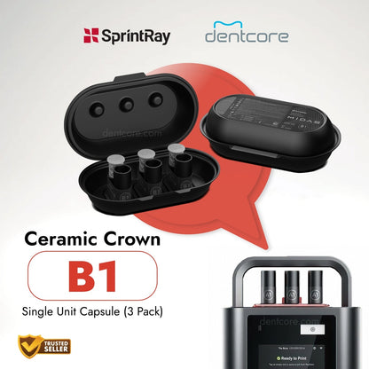 SprintRay MIDAS Ceramic Crown (A1 /A2 /B1 /BL) -Single unit capsule -3 pack* - Dentcore