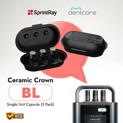SprintRay MIDAS Ceramic Crown (A1 /A2 /B1 /BL) -Single unit capsule -3 pack* - Dentcore