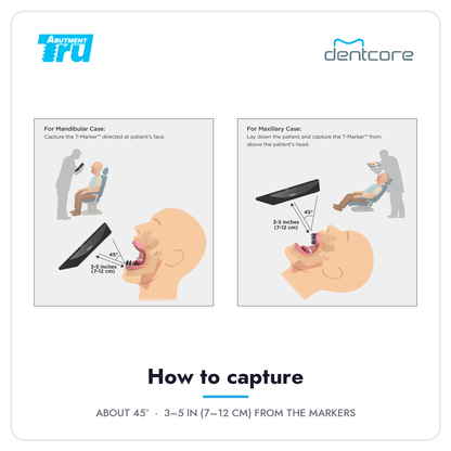 How to capture T-Markers: about 45 degrees, 3-5 inches away